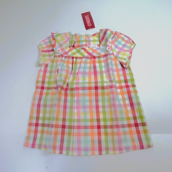 NWT Gymboree Girl Roll-Up Hem Capri Pant & Rainbow Plaid Woven Top Size 5T - Picture 2 of 7